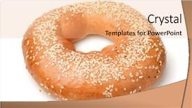  Presentation with bagel - Theme consisting of fresh sesame bagel isolated background and a coral colored foreground