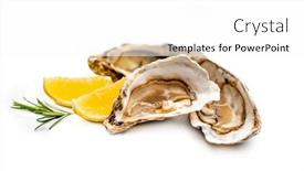  Presentation with lemons - Presentation with fresh-set-of-delicatessen-marine background and a white colored foreground