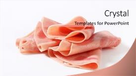 Presentation with fresh ginger root on white - Slide set enhanced with fresh shaved ham background and a pink colored foreground