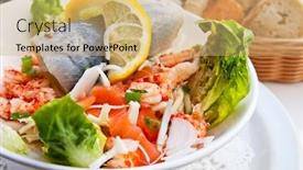  Presentation with shrimp - PPT layouts featuring fresh shrimp salad with lemon background and a coral colored foreground