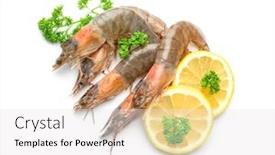  Presentation with shrimps - Theme enhanced with fresh-shrimps-with-slices background and a white colored foreground