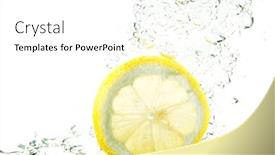  Presentation with fresh water - Colorful theme enhanced with lumen - fresh slice of lemon backdrop and a white colored foreground