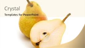  Presentation with pear - Slides consisting of fresh-slice-pear-on-white background and a blonde colored foreground
