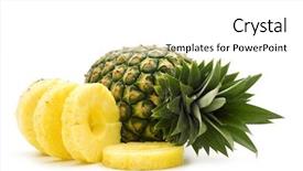  Presentation with pineapple - PPT theme consisting of fresh slice pineapple on white background and a white colored foreground