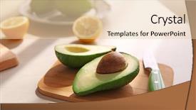  Presentation with fresh avocado - PPT layouts having fresh sliced avocado on cutting board background and a lemonade colored foreground