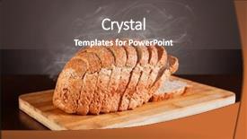  Presentation with fresh bread subway food - Slides consisting of fresh sliced bread with smoke studio shot background and a dark gray colored foreground