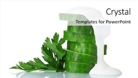  Presentation with cucumber cream - Presentation theme featuring fresh sliced cucumber parsley and sour cream isolated on white background and a white colored foreground