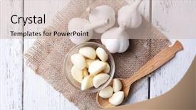  Presentation with garlic - Theme enhanced with fresh sliced garlic in glass background and a soft green colored foreground