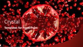 Presentation with freeze - PPT theme with fresh-sliced-pomegranate-flying-freeze background and a tawny brown colored foreground