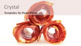  Presentation with pork bacon - Cool new slide set with fresh-sliced-pork-bacon-isolated backdrop and a lemonade colored foreground