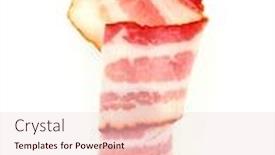  Presentation with pork bacon - Presentation theme with fresh sliced pork bacon isolated on white background background and a lemonade colored foreground
