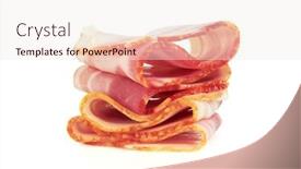  Presentation with pork bacon - PPT theme consisting of fresh sliced pork bacon isolated on white background background and a sky blue colored foreground