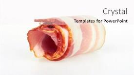  Presentation with pork bacon - Amazing presentation theme having fresh sliced pork bacon isolated on white background backdrop and a white colored foreground