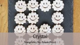  Presentation with cookies and biscuits - Presentation theme featuring fresh smiley cookies and biscuits served on a plate background and a light gray colored foreground