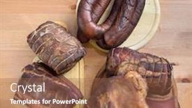  Presentation with pork bacon - Cool new PPT layouts with fresh-smoked-ham-bacon-pork backdrop and a tawny brown colored foreground