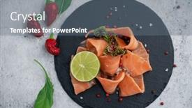  Presentation with lime - PPT layouts consisting of fresh-smoked-salmon-slices background and a  colored foreground