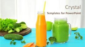  Presentation with smoothies - PPT layouts consisting of fresh smoothies and vegetables on table background and a cream colored foreground