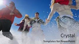  Presentation with winter sports - Presentation design with fresh snow at beautiful winter background and a light gray colored foreground