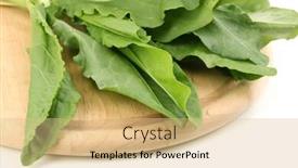 Presentation with wooden - Beautiful presentation featuring fresh-sorrel-on-wooden-board backdrop and a coral colored foreground