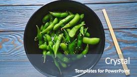 Presentation with soybean - Slide set featuring fresh soya beans immature soybean background and a ocean colored foreground