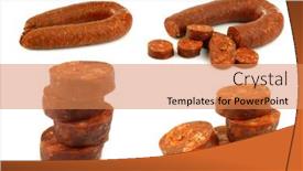  Presentation with chorizo - Theme featuring fresh-spanish-chorizo-sausage background and a coral colored foreground