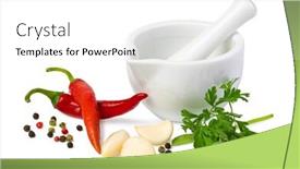  Presentation with mortar - Beautiful PPT theme featuring fresh spices and herbs in mortar isolated on white background backdrop and a white colored foreground