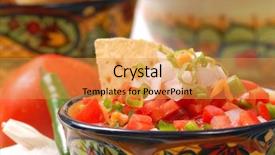  Presentation with salsa nachos chips tortilla snack - Theme consisting of fresh spicy salsa with tortilla background and a gold colored foreground