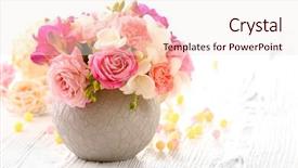  Presentation with beautiful spring flowers - PPT layouts enhanced with fresh spring flowers in pot background and a sky blue colored foreground