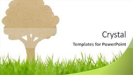  Presentation with spring tree - Presentation having fresh spring green grass background and a white colored foreground