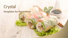  Presentation with roll - Audience pleasing slides consisting of fresh spring roll backdrop and a cream colored foreground
