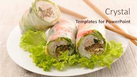  Presentation with roll - PPT theme consisting of fresh-spring-roll background and a lemonade colored foreground