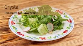  Presentation with salad - Presentation design featuring fresh-spring-salad-with-radish background and a  colored foreground