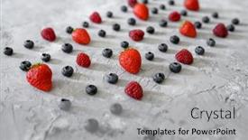 Presentation with abstract - PPT theme featuring fresh-srawberries-on-grunge-abstract background and a light gray colored foreground