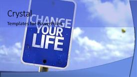  Presentation with climate change worry - PPT layouts enhanced with fresh start - change your life sign background and a cobalt blue colored foreground