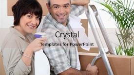  Presentation with fresh start - PPT theme having fresh start - couple moving into new home background and a coral colored foreground