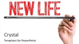  Presentation with fresh start - Cool new PPT layouts with fresh start - hand with marker writing backdrop and a white colored foreground