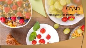  Presentation with fresh start - Slide deck enhanced with fresh start - healthy breakfast on wooden table background and a yellow colored foreground