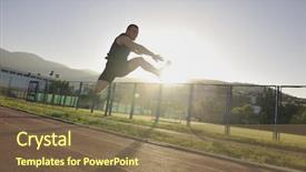  Presentation with fresh start - Theme consisting of fresh start - young healthy man run background and a violet colored foreground