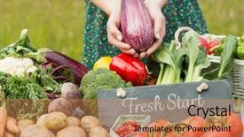  Presentation with fresh start - Beautiful PPT theme featuring fresh start against vegetables backdrop and a coral colored foreground