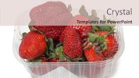  Presentation with plastic container - Presentation consisting of fresh-strawberries-in-a-transparent background and a lemonade colored foreground