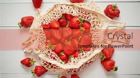 Presentation with organic waste - Presentation design consisting of fresh-strawberries-in-eco-friendly background and a red colored foreground