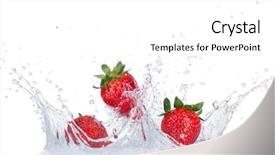  Presentation with fresh water - Cool new PPT layouts with fresh strawberries with water splash backdrop and a white colored foreground