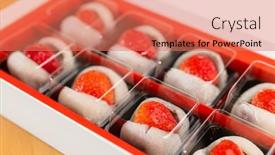  Presentation with strawberry - PPT layouts enhanced with fresh-strawberry-and-red-bean background and a coral colored foreground