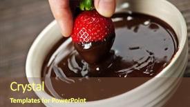  Presentation with chocolate strawberry - Colorful PPT theme enhanced with fresh strawberry in melted chocolate backdrop and a tawny brown colored foreground
