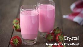  Presentation with milkshake - Amazing presentation theme having fresh strawberry milkshake in a glass backdrop and a tawny brown colored foreground