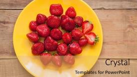  Presentation with strawberry - Slide set with fresh strawberry on yellow plate background and a  colored foreground