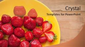  Presentation with strawberry - Audience pleasing slide set consisting of fresh strawberry on yellow plate backdrop and a  colored foreground