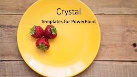  Presentation with strawberry - Amazing slides having fresh strawberry on yellow plate backdrop and a  colored foreground
