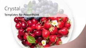  Presentation with white plate - Beautiful PPT theme featuring fresh-summer-berries-cherry-blueberry backdrop and a white colored foreground