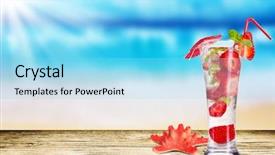  Presentation with cocktail - Slides featuring fresh summer cocktail on wooden background and a light blue colored foreground